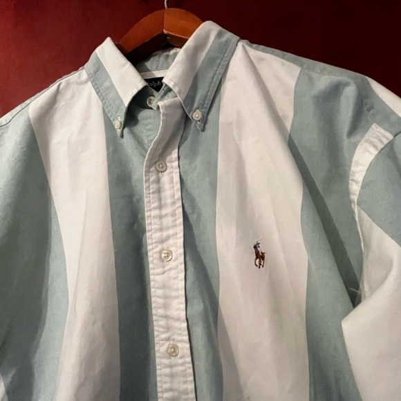 Vtg Polo Ralph Lauren Big Block Striped Cotton Long Sleeve Button Up Sz L Men - Picture 5 of 7